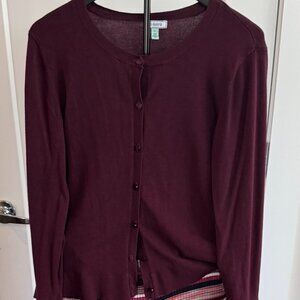 Office or Supermarket Ready Burgundy Cardigan Size Large